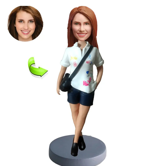 Custom Bobblehead Dolls Of Casual Beauties For Backpacks