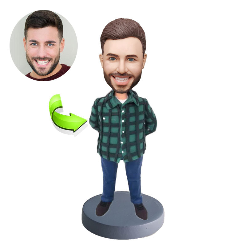 Custom Bobblehead For Men In Checkered Shirts