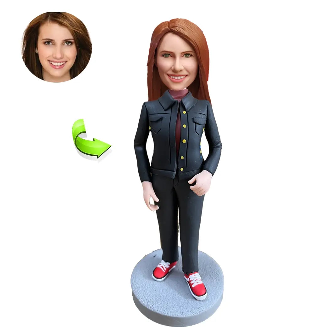 Custom Bobbleheads For Women In Black Casual Wear