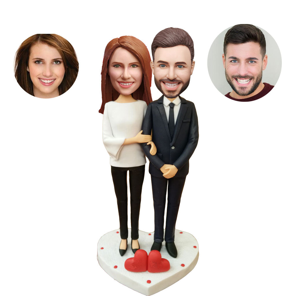 Arm-in-arm Couple Custom Bobbleheads