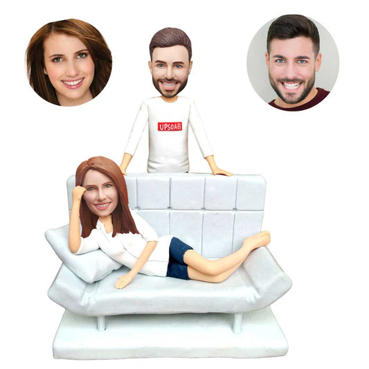 Couple On The Couch Custom Bobblhead Gifts