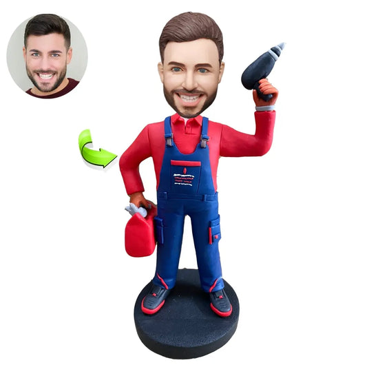 Custom Repairman Bobblehead Wearing Overalls