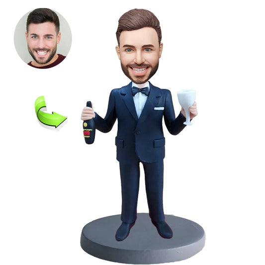 Custom Bobblehead for Business Elites Celebrating With Drinks