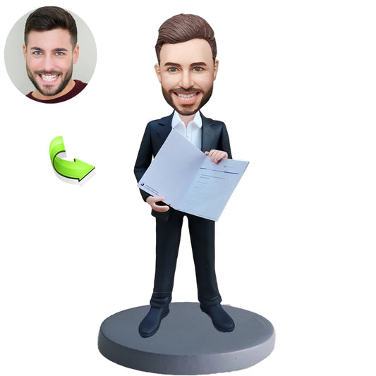 Custom Bobblehead Dolls for Business Elites Signing Documents