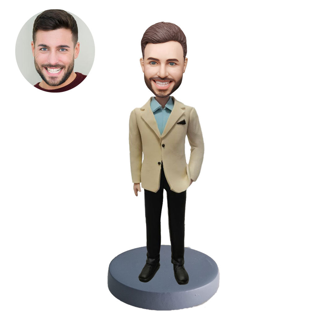 A Custom Bobblehead For Men In Casual Suits