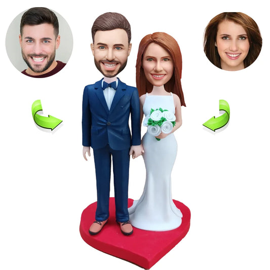 Wedding With Blue Suit Custom Bobblehead