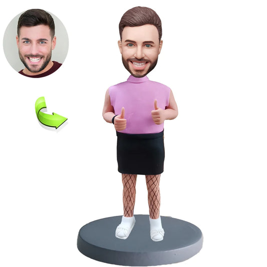 Custom Bobblehead for Happy Men in Women's Clothing