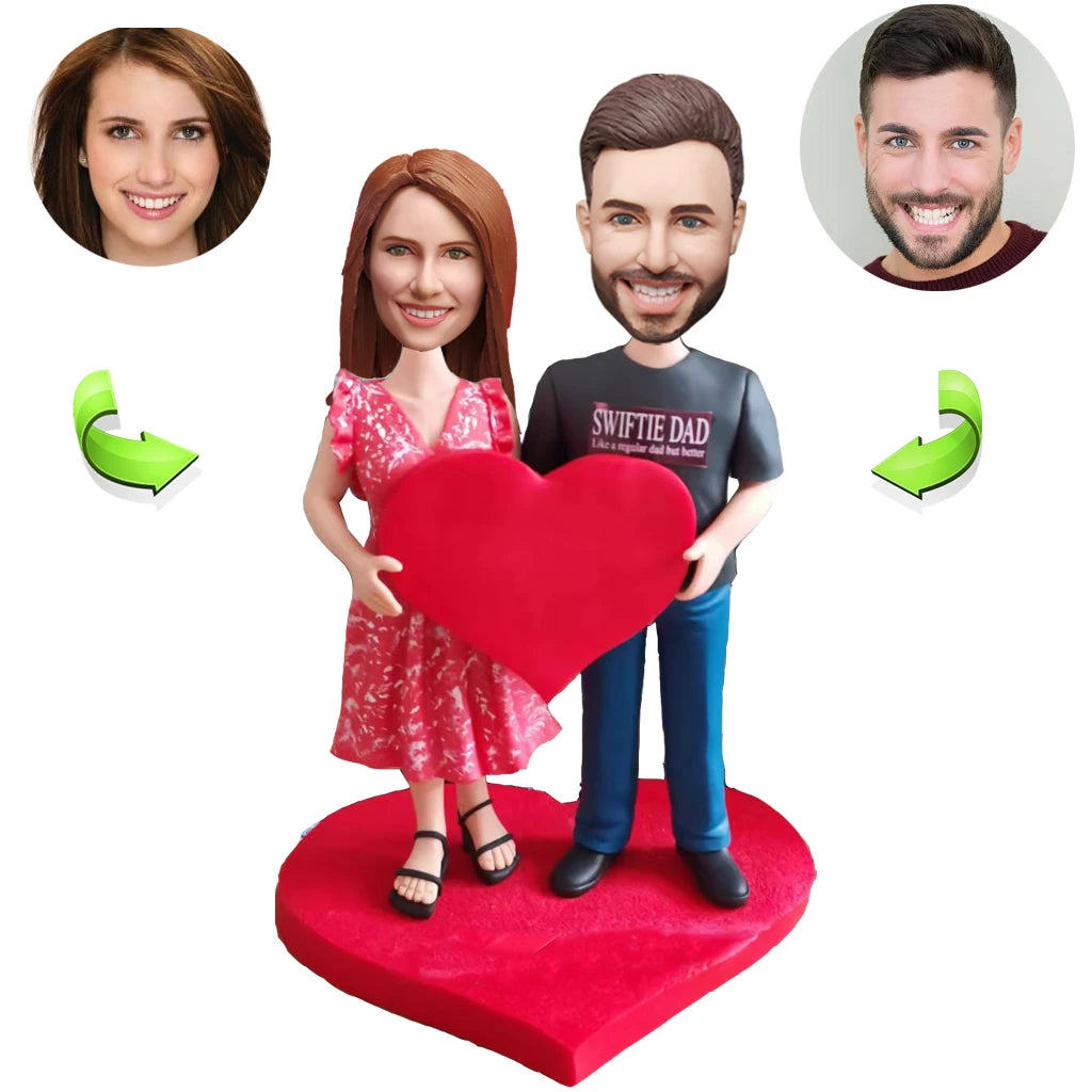 Anniversary Gift Love Heart Couple Custom Bobblehead