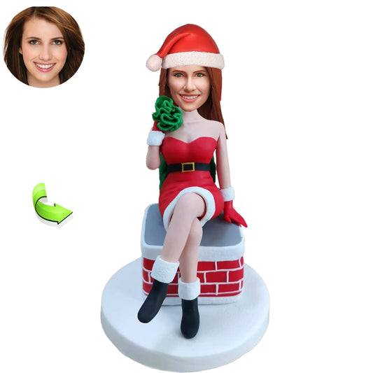 Sexy Woman Sitting on  Chimney Custom Bobblehead Doll