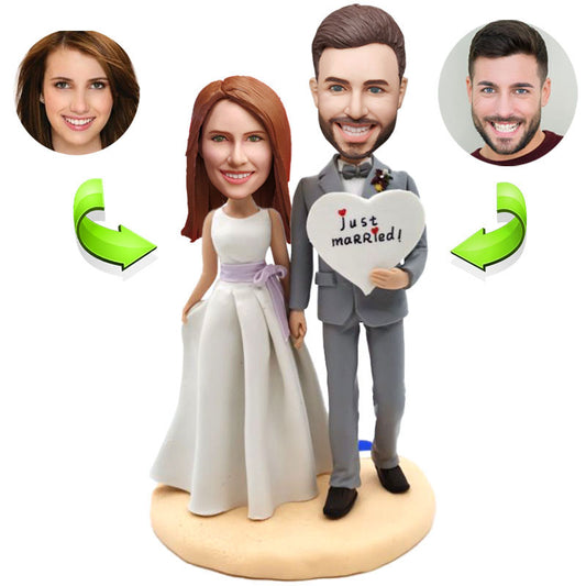 A Wedding Bobblehead Holding A Heart