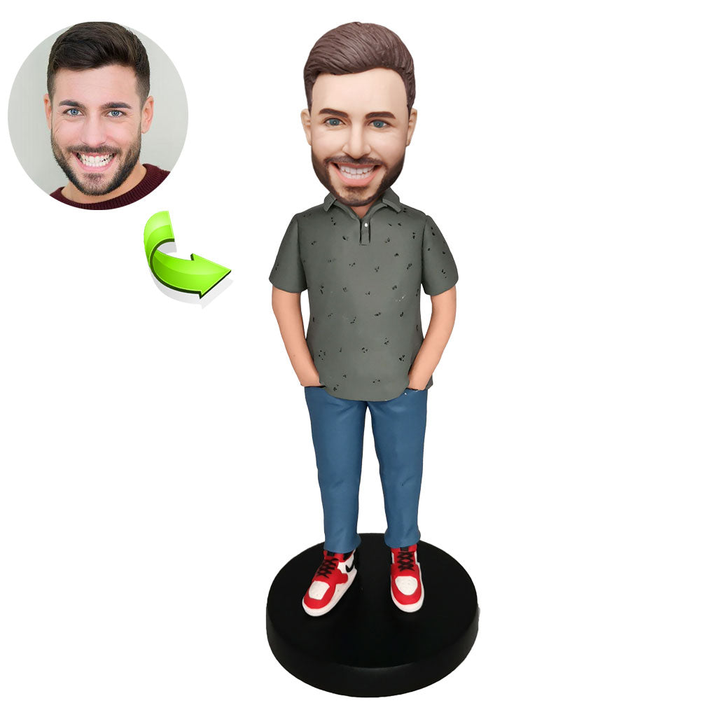 Custom Bobbleheads For Casual Men With Hands In Pockets