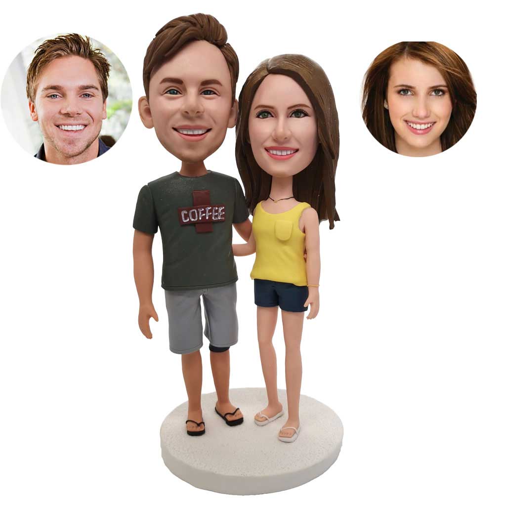 Custom Bobblehead For A Couple In Summer Clothes