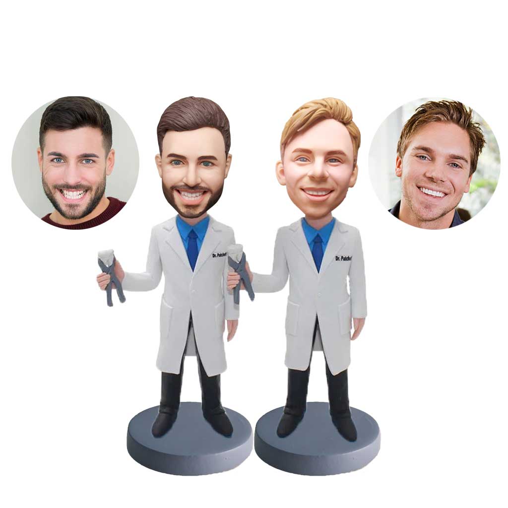 Two Custom Bobbleheads For Male Dentists