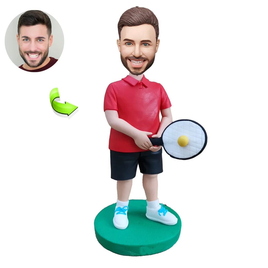 Happy Tennis Male Player Custom Bobblehead