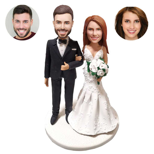 Sweet Wedding Custom Bobblehead With Flowers