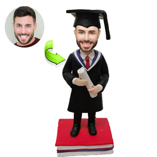 Male Graduate Bobblehead With Certificate In Hand