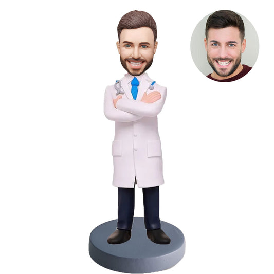 Man Doctor Custom Bobblehead With Crossed Arms